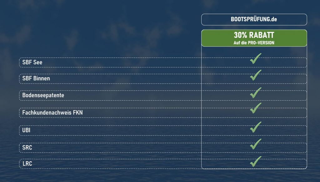 bootsprüfung.de – Übersicht der Scheine, für die der PRO-Rabatt gilt